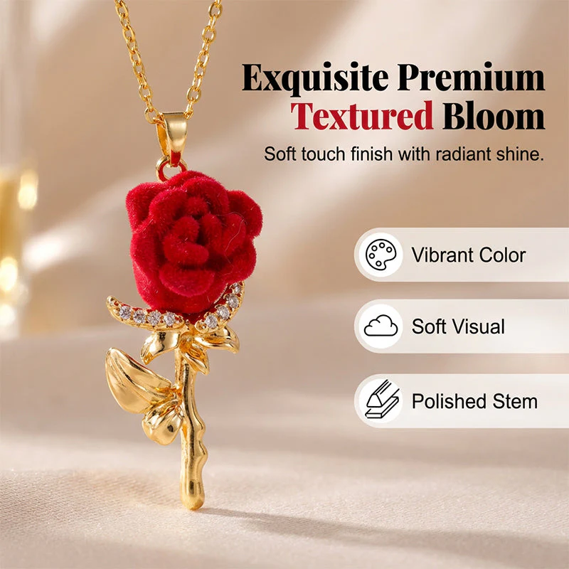 Rose — Plüsch samtiger Rosenanhänger mit Kristallfeuer und Gold - Image 6