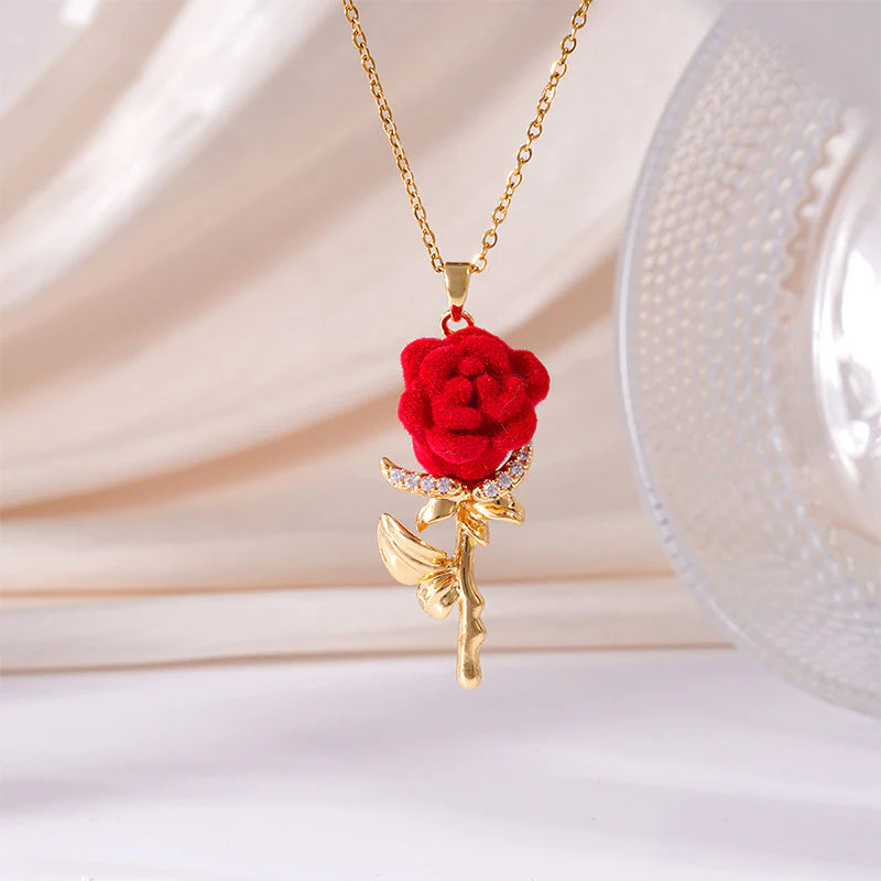 Rose — Plüsch samtiger Rosenanhänger mit Kristallfeuer und Gold - Image 8