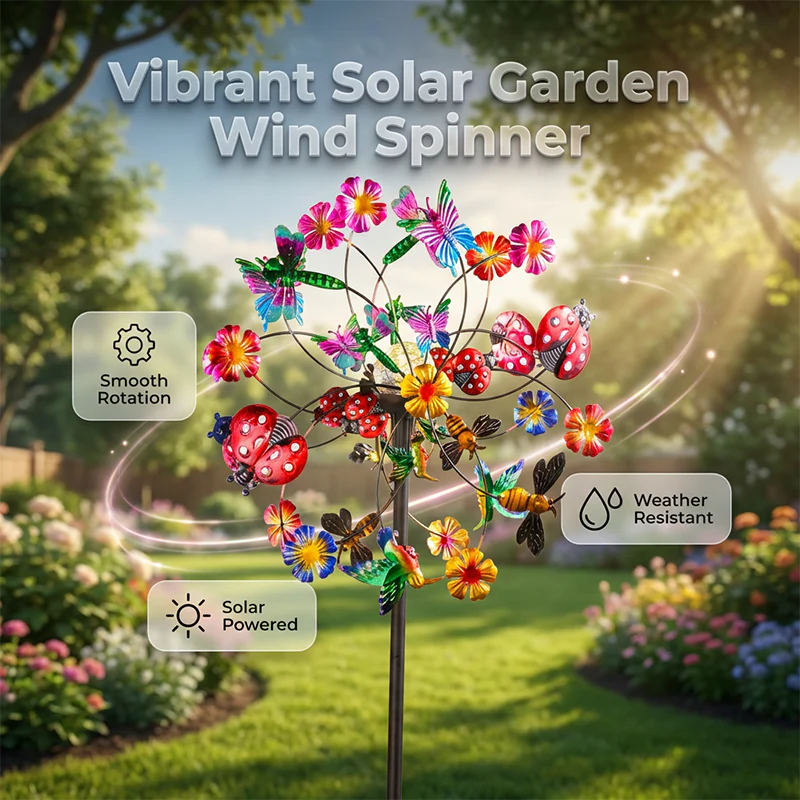 Solarbetriebener kinetischer Gartenspirale — bezaubernd bunt und beruhigend