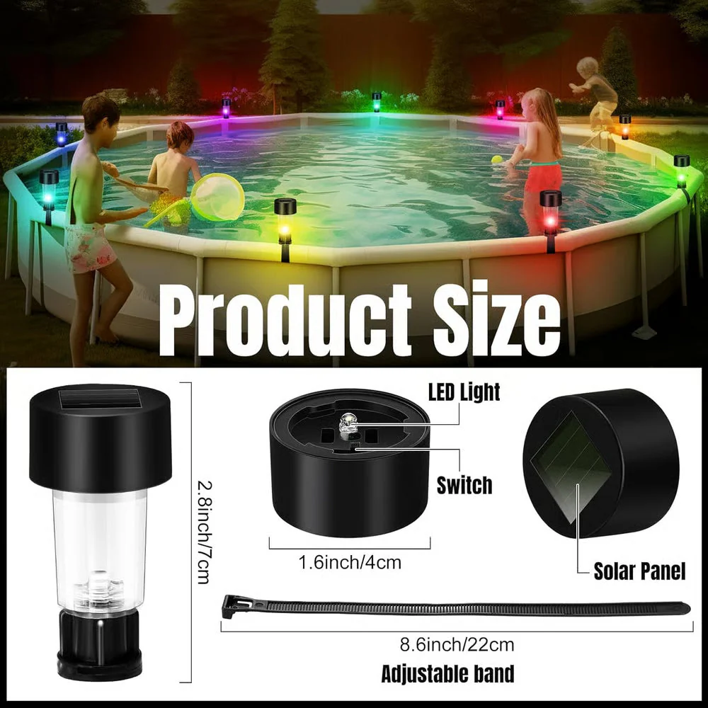 SolarSplash – 6er Set Solar-Poollichter für Aufstellpools - Image 8