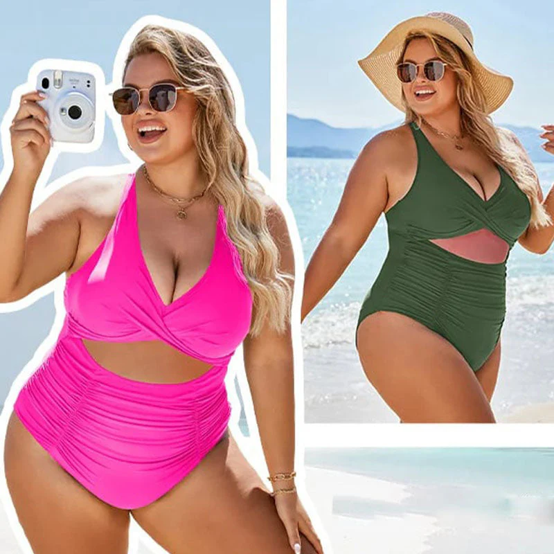SOMMERSCHLUSSVERKAUF 49% RABATT Damen Push-up Tummy Control Badeanzüge V-Ausschnitt Cutout Badeanzüge - Image 2