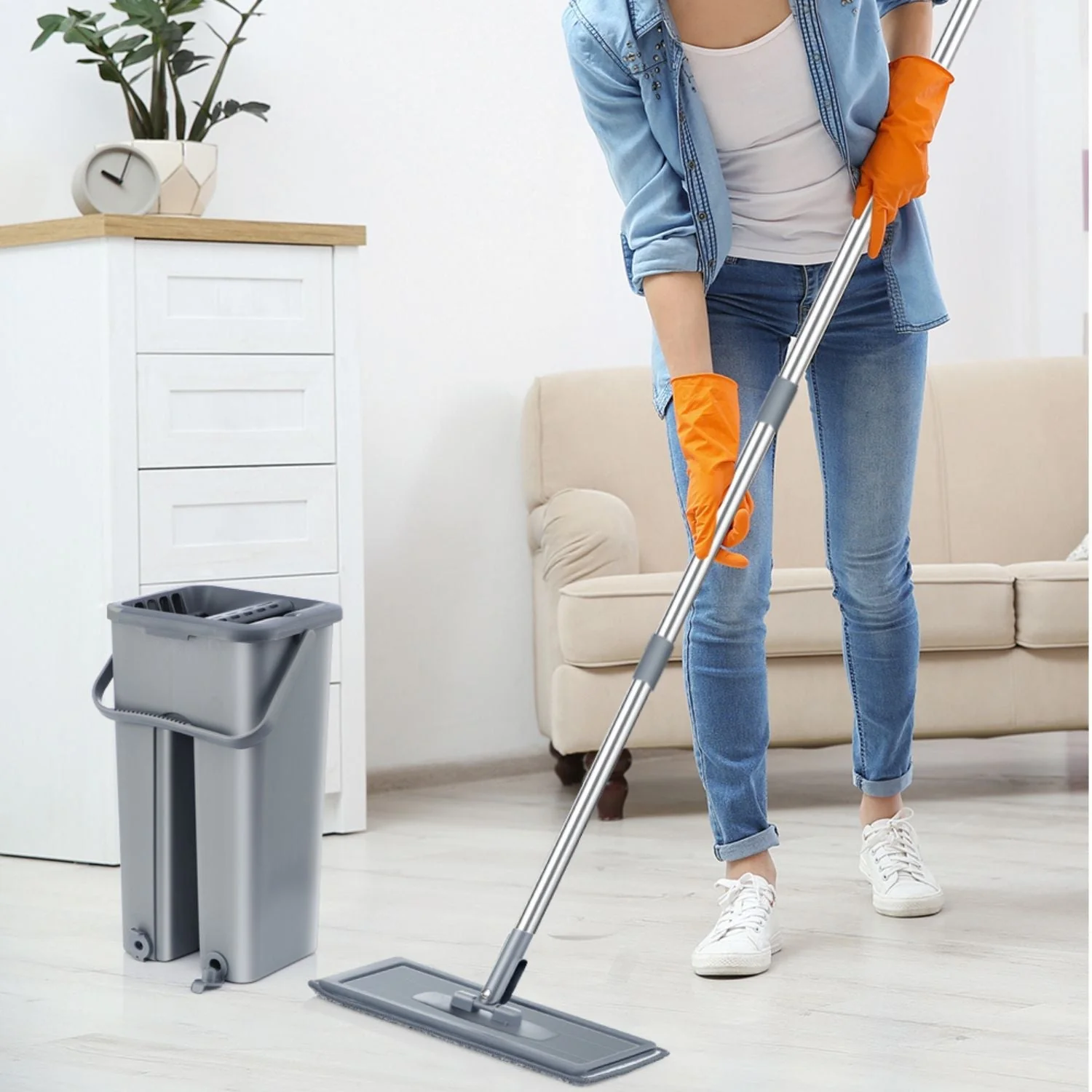 SuperMop™ Flachmopp & Eimer-Set | 50% Rabatt