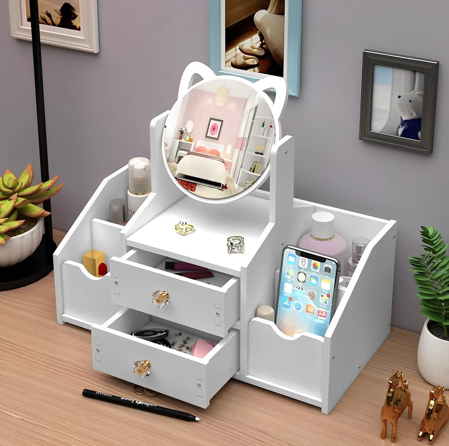 Tischspiegel Aufbewahrung Makeup Box mit Schublade - Image 4