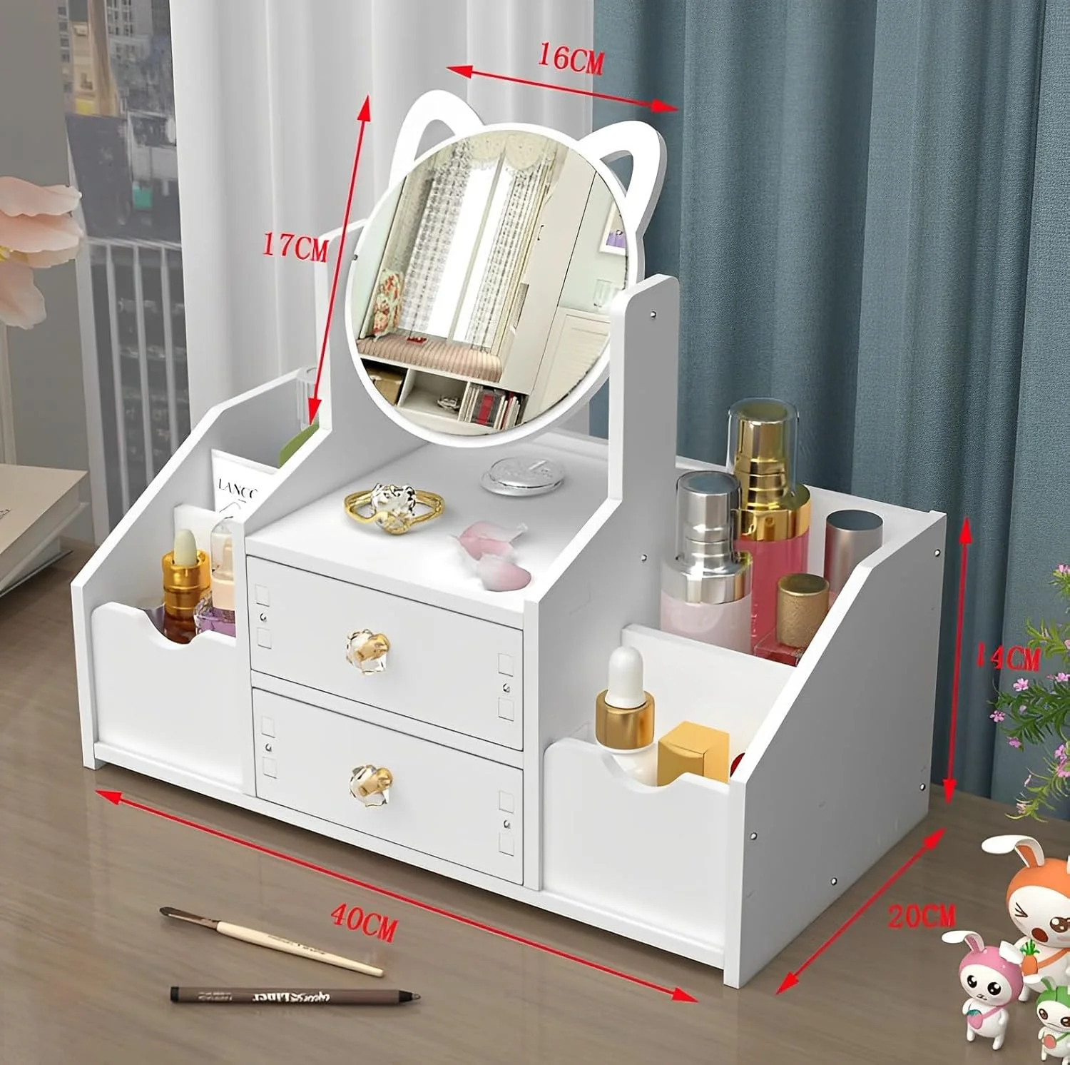 Tischspiegel Aufbewahrung Makeup Box mit Schublade - Image 5