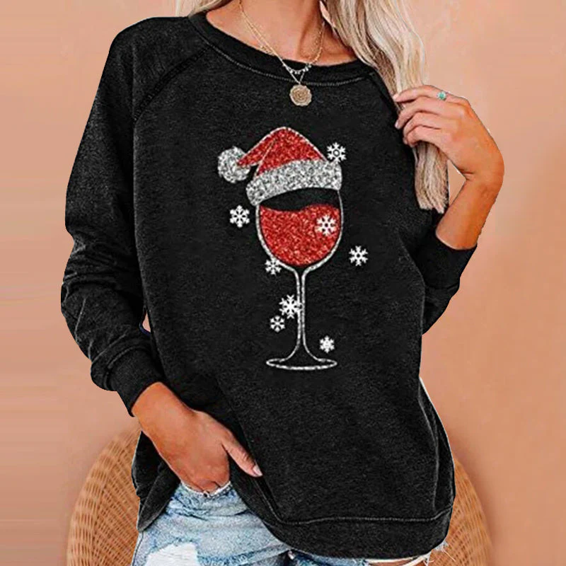 Weihnachts-Sweatshirt mit Weinglas-Print | 50% RABATT - Image 13