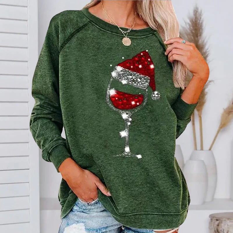 Weihnachts-Sweatshirt mit Weinglas-Print | 50% RABATT - Image 3