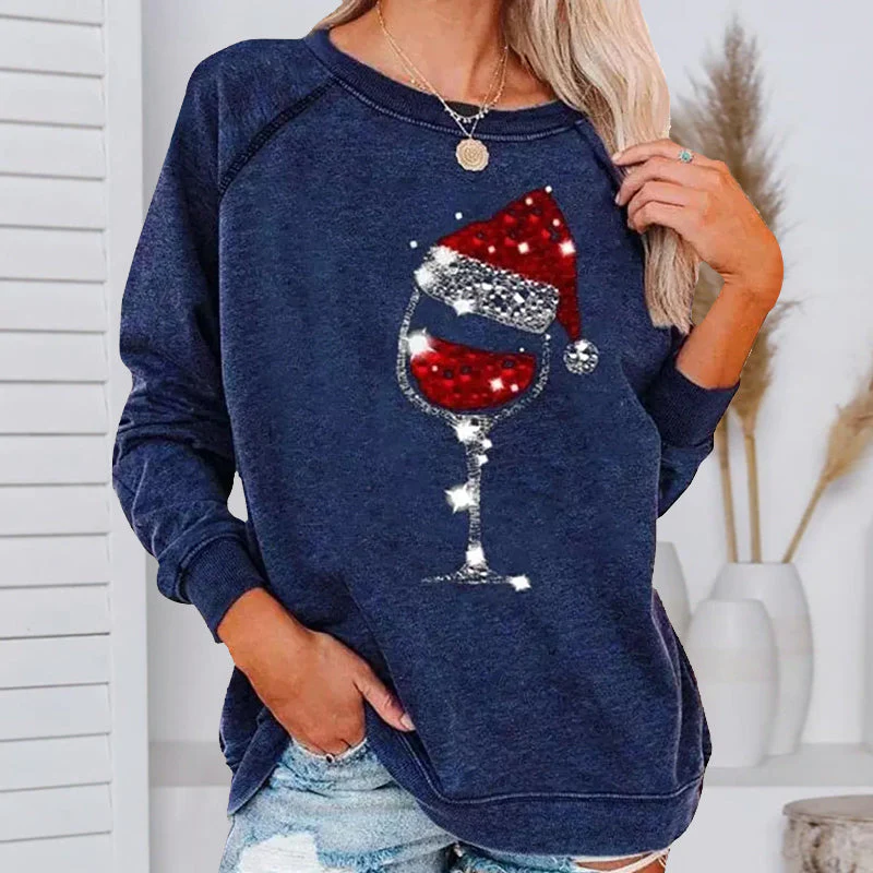 Weihnachts-Sweatshirt mit Weinglas-Print | 50% RABATT - Image 4