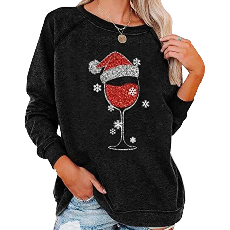 Weihnachts-Sweatshirt mit Weinglas-Print | 50% RABATT - Image 5