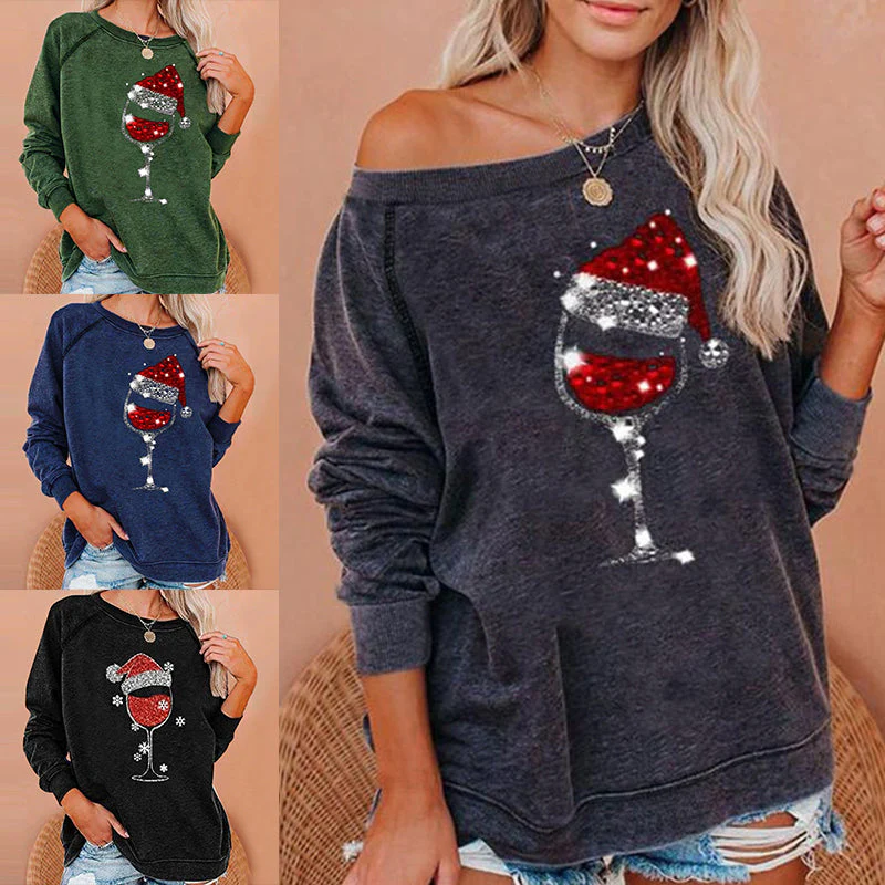 Weihnachts-Sweatshirt mit Weinglas-Print | 50% RABATT - Image 6