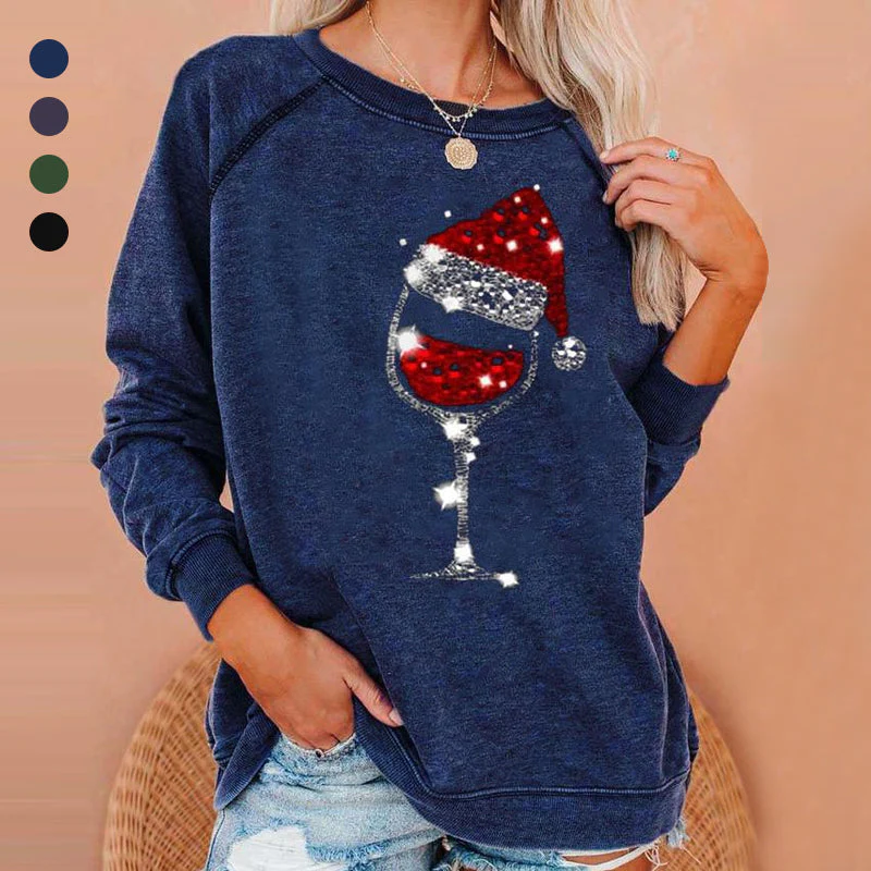 Weihnachts-Sweatshirt mit Weinglas-Print | 50% RABATT - Image 7