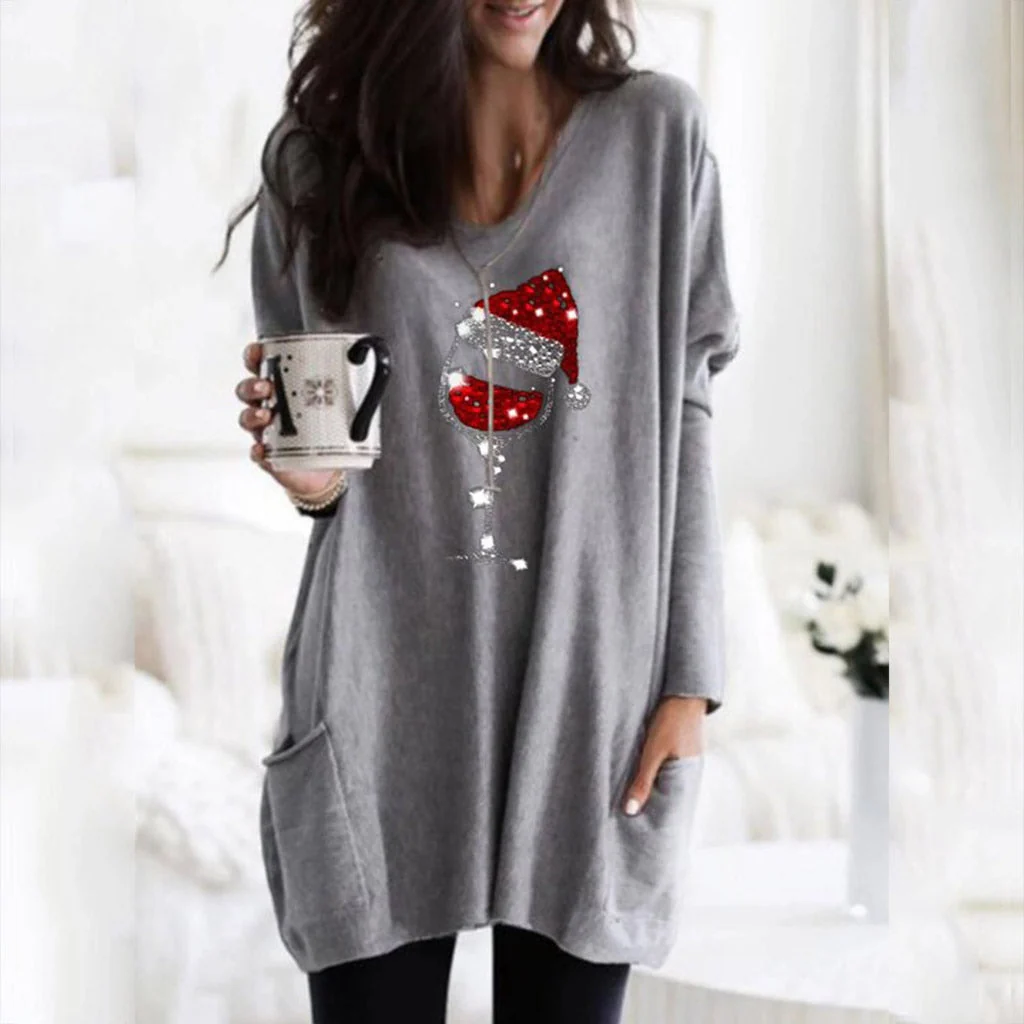 Wein & Weihnachtsmütze Sweatshirt für Frauen | 50% RABATT - Image 13