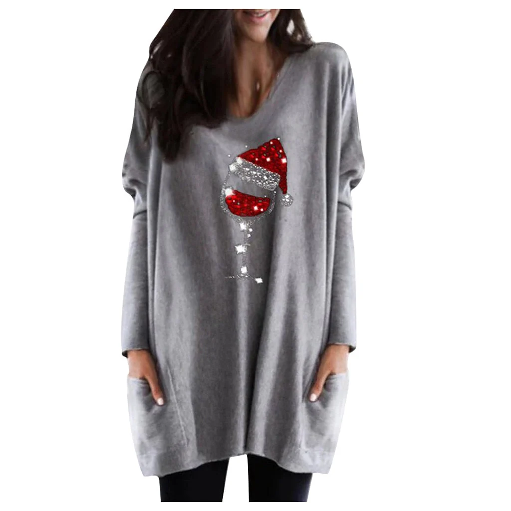 Wein & Weihnachtsmütze Sweatshirt für Frauen | 50% RABATT - Image 7