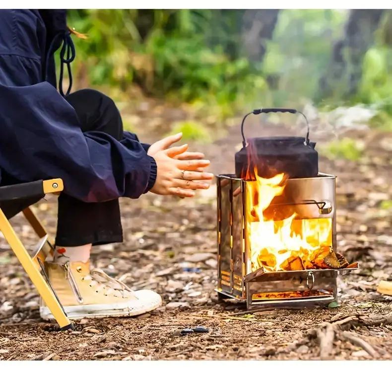 Zusammenklappbarer Edelstahl-Holzofen - Camping - Image 10
